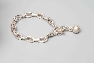 A GEORG JENSEN SILVER BRACELET, the thick links with golf ball fastener, London import 1991 (Est.