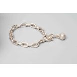 A GEORG JENSEN SILVER BRACELET, the thick links with golf ball fastener, London import 1991 (Est.