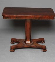 AN EARLY VICTORIAN ROSEWOOD OCCASIONAL TABLE, of rounded oblong form with bead and reel edging,