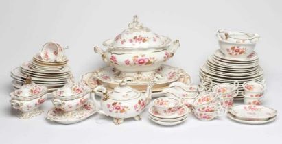 A DANIEL BONE CHINA PART DINNER, TEA AND COFFEE SERVICE, c.1830, of shaped form with gadrooned