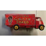 Playworn Dinky Guy van Robertson’s Golden Shred, damage to paintwork and side transfer