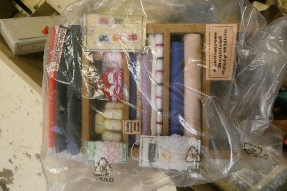 Three boxes of mainly vintage dolls house furniture and accessories, including tin kitchen - Image 5 of 5