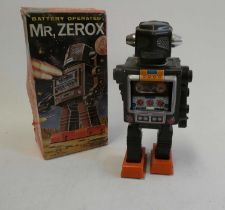 Horikawa (SH) Japan Mr ZEROX battery operated robot, plastic and tin construction in original box,