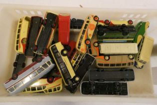 Unboxed Dinky bus and coach models, some items repainted, fair to poor