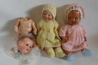 Three vintage dolls, comprising an 18" Armand Marseille 351/4k baby doll with sleeping eyes, another