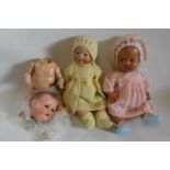 Three vintage dolls, comprising an 18" Armand Marseille 351/4k baby doll with sleeping eyes, another