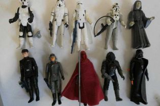10 Star Wars figures and accessories, comprising Darth Vader, The Emperor, Emporer's Royal Guard,