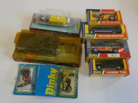 Dinky Muir Hill Loader, London Taxi, Mercedes Benz 600, Freeway cruiser, Air Sea Rescue launch,