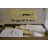 Aerotec radio-controlled balsa Fock-Wulf 190 kit, some work has been done on model, unchecked for