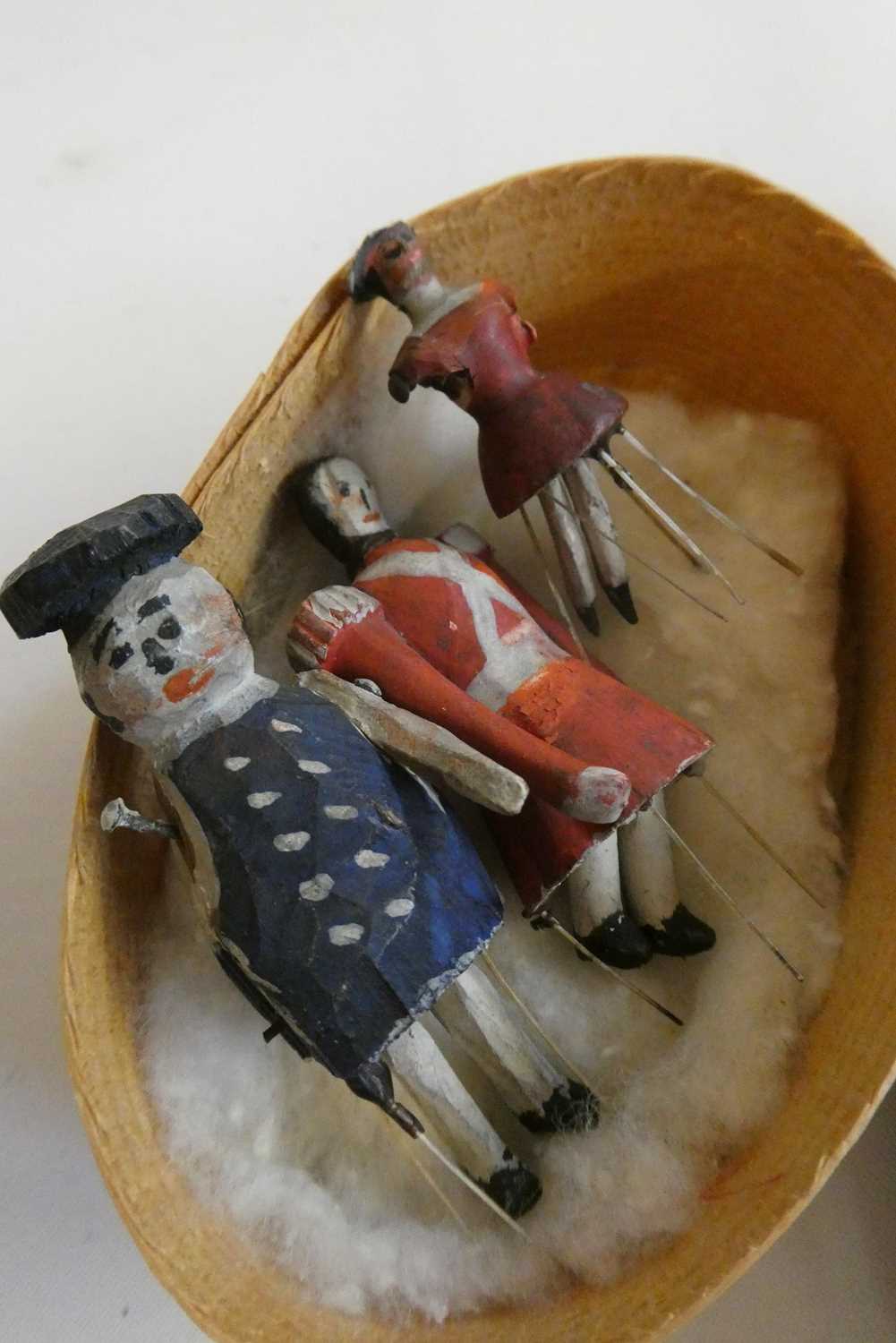 Three wooden piano dolls, c.1880, with painted features and jointed legs, largest 2 1/4" long, - Image 2 of 3