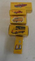 Atlas Dinky 555 Ford Thunderbird, 157 Jaguar XK120, 482 Bedford van, 25 ford truck and 49d Petrol