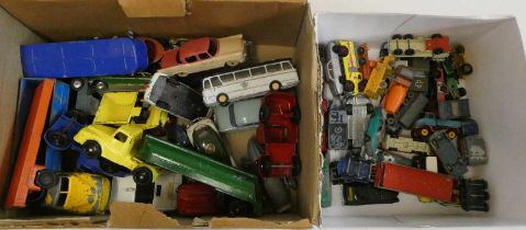 Playworn unboxed diecast vehicles by Corgi, Dinky, Matchbox and others, most items have some paint