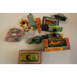 Late issue Matchbox vehicles including Super-Fast car and SpeedKings, some items boxed, fair