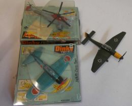 Dinky 736 Sea King Helicopter and 739 A6M5 Zero Sen, both items boxed, excellent and a JU88 Dive