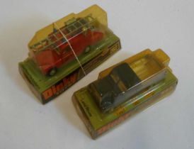 Dinky 282 Land Rover fire appliance and 344 Land Rover, both in display boxes, excellent