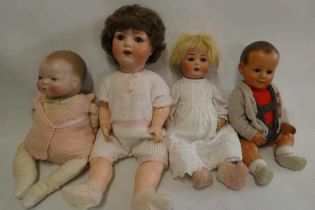 Four vintage dolls, comprising an Armand Marseille 995 9 with sleeping eyes, an Armand Marseille 996