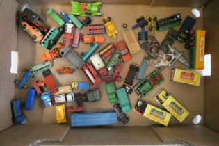 Unboxed playworn Matchbox vehicles, some items damaged, parts missing or overpainted