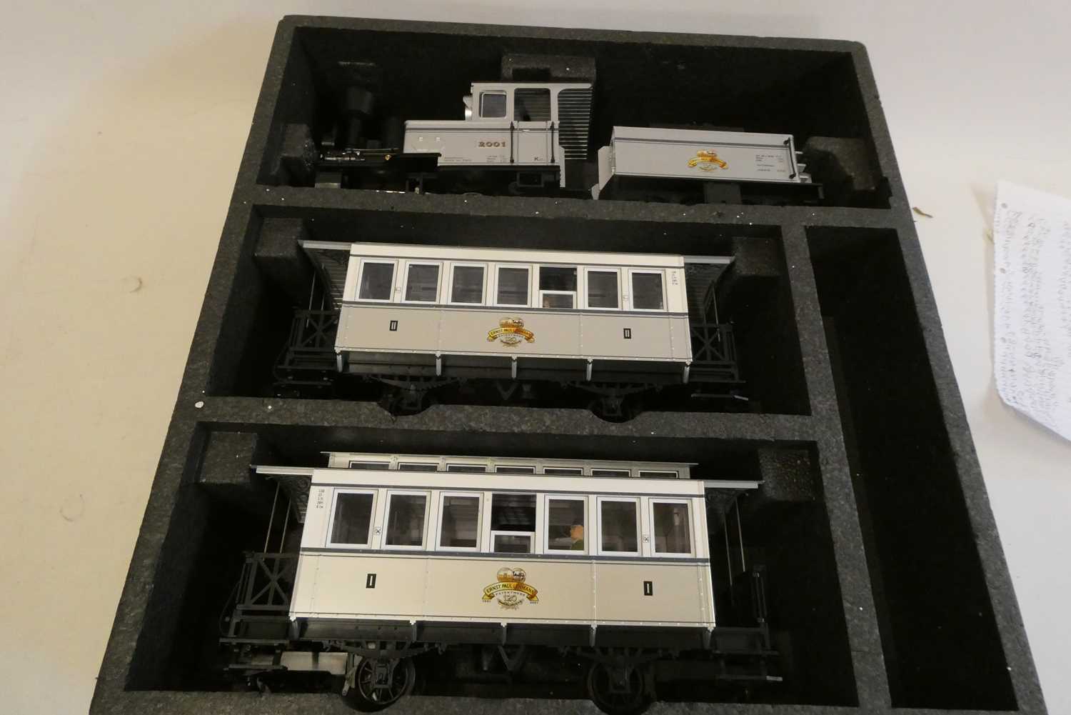 LGB Ernst Paul Lehmann Limited Edition Train Set with silver 0-4-0 locomotive and two silver