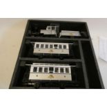 LGB Ernst Paul Lehmann Limited Edition Train Set with silver 0-4-0 locomotive and two silver