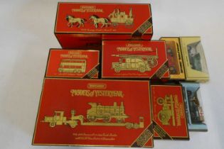 Matchbox models of Yesteryear Late issue comprising Showman's engine, Leyland fire engine, passenger