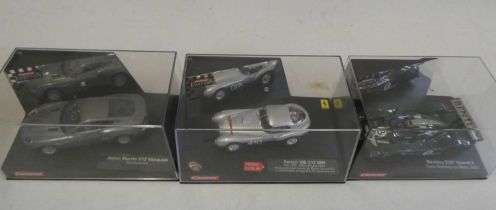 Three Carrera Slot cars comprising Ferrari 166MM, Aston Martin V12 Vanquish and Bentley EXP Speed 8,