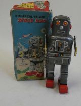 Yoneya Clockwork mechanical walking space man. Tested in good working order. Robot condition