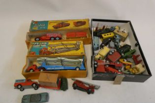 Playworn unboxed diecast vehicles, most items by Corgi, some items damaged, parts missing or paint