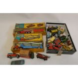 Playworn unboxed diecast vehicles, most items by Corgi, some items damaged, parts missing or paint