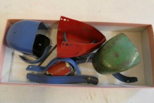 A small quantity of body parts for Meccano constructor car, some rusting or paint loss, fair