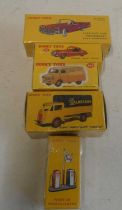 Atlas Dinky 555 Ford Thunderbird, 157 Jaguar XK120, 482 Bedford van, 25 Ford truck and 49d Petrol