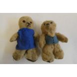 Rare Chad Valley "Three bears" mother and father teddies, both with glass eyes, felt clothing and