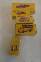 Atlas Dinky 555 Ford Thunderbird, 157 Jaguar XK120, 482 Bedford van, 25 Ford truck and 49d Petrol