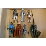 7 Star Wars figures and accessories, comprising Lando Calrissian, Lando Calrissian (Skiff Guard
