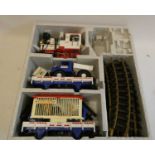 LGB Circus Train Set with white 0-4-0 locomotive and two circus wagons, boxed, good to excellent