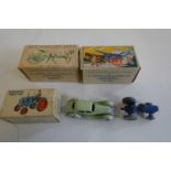 Britains Lilliput tractor, tumbrel cart and milk float, all items boxed, good to excellent, and a