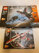 2 Lego Technic boxed sets, comprising 42066 Air Race Jet and 42040 Fire Plane Condition Report: