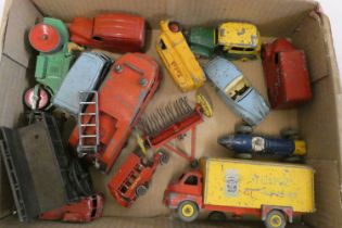 Unboxed Dinky vehicles including fire engine, Heinz Bedford, Kodak van and road roller, some items