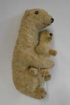 Deans Rag book polar bear and cub, Ivy & Brumas, c.1950, with white plush and label Condition