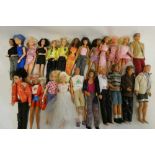 A box of Barbie accessories, Ken dolls, two Sindy dolls and Hasbro celebrity dolls etc, including