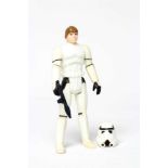 A Star Wars Luke Skywalker Stormtrooper disguise, with helmet and gun, good