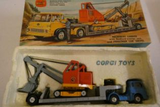 Corgi Gift Set No 27 with machinery carrier and Priestman shovel, box good, model excellent