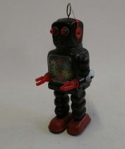 Yoshiya (KO) Japan clockwork walking robot with coloured gearing to body, tested in working order,