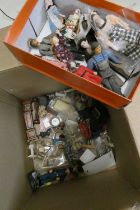 A quantity of dolls house dolls and accessories etc, including 9 dolls, a monkey, travelling