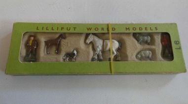 Britain’s Lilliput World models Set L6 Farm animals and two Farm figures, boxed, excellent