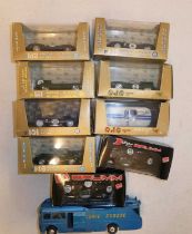Diecast 1:43 scale Jaguar racing cars by Crumm and Brumm, all items boxed, mint, and Corgi race