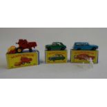 Matchbox No42 Studebaker station wagon, 64 MG 1100 and 65 Combine Harvester, all items boxed,