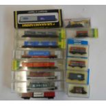 Fourteen N gauge modern image rolling stock by Fleischmann, Graham Farish and Minitrix, all items