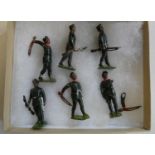 Britains Gurkha rifles figures comprising six soldiers with swinging arms and rifles, one item has