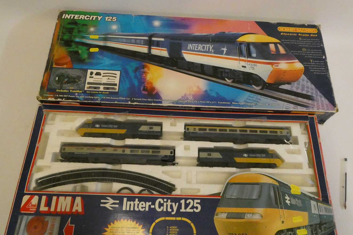 Hornby Margate Intercity 125 Train Set and Lima Intercity 125 Train Set, both items boxed, fair