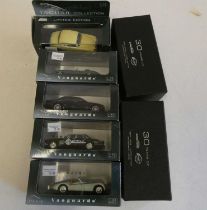 Five 1/43rd scale Vanguard models, cars and two Brookland models comprising Chrysler Imperial and